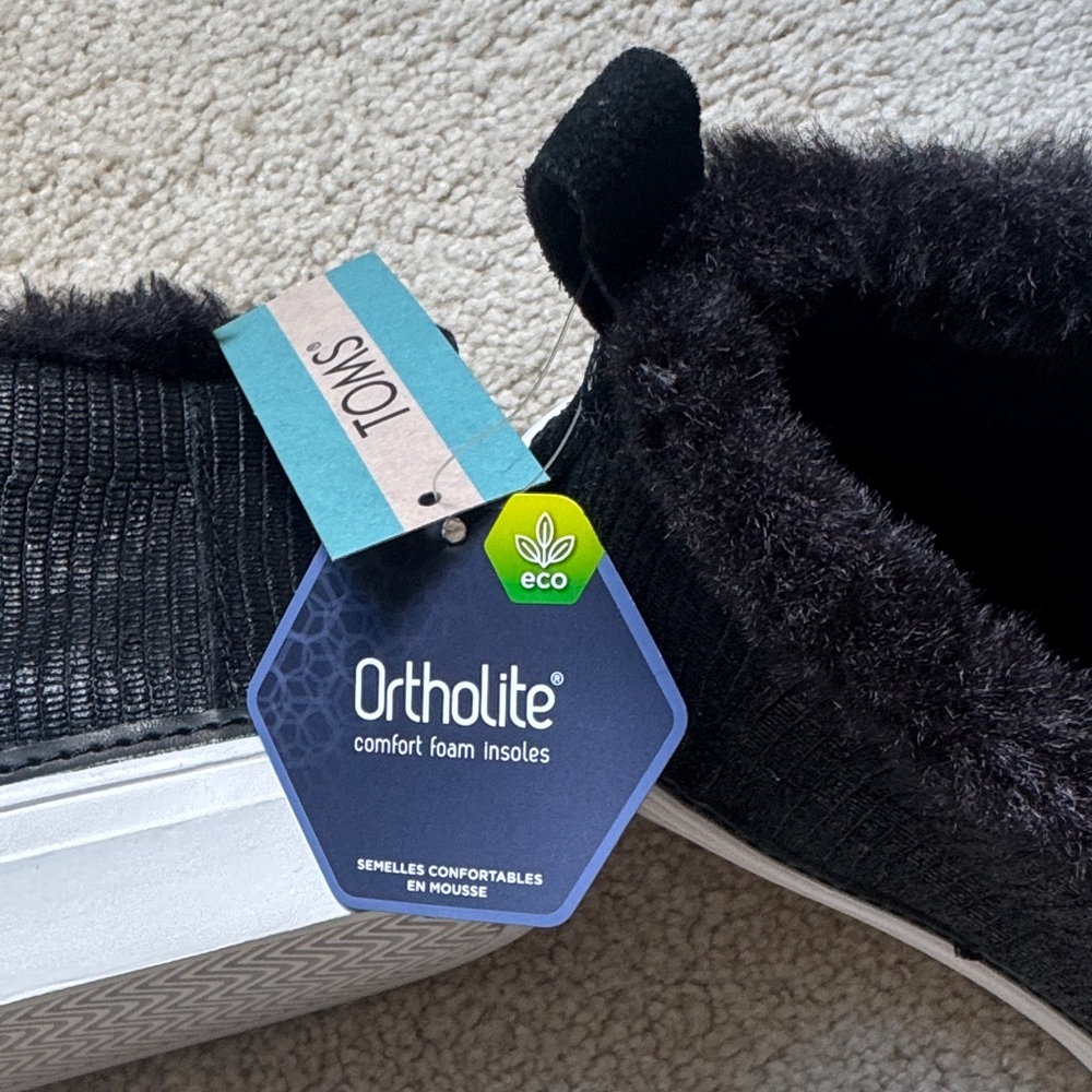 Toms Paxton Black Faux Fur Lizard Embossed Leather Slip-On Sneaker Booties 9.5 - Picture 10 of 10